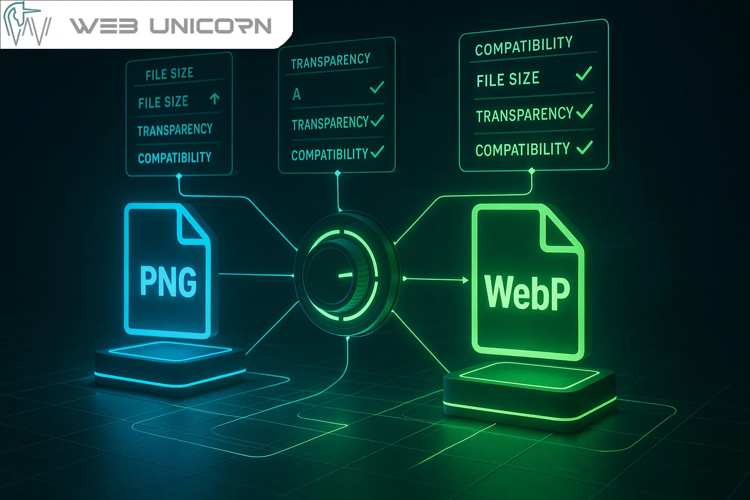 استفاده از فرمت مناسب JPEG، PNG یا WebP | طراحی و پشتیبانی سایت وب یونیکورن